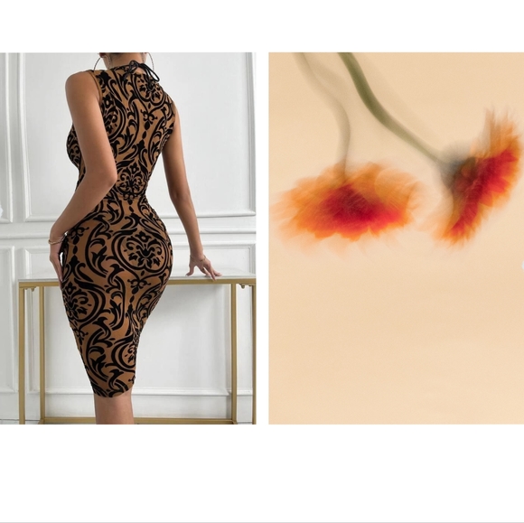 Mock Neck Allover Print Dress - Picture 2 of 2